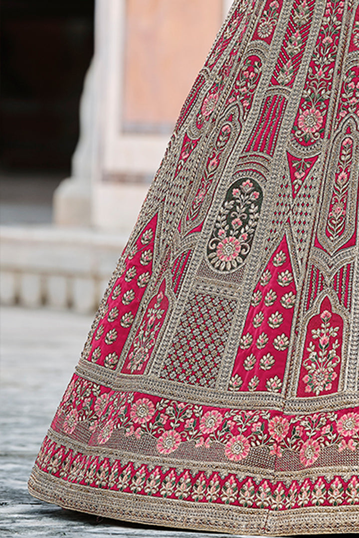 Flared Pink Lehenga Choli | Heavy Embroidered Wedding Edition