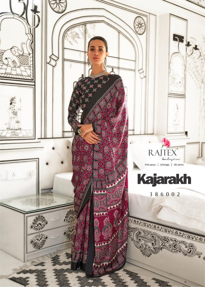 Indo western saree with Ajrakh design for women, ideal for special occasions