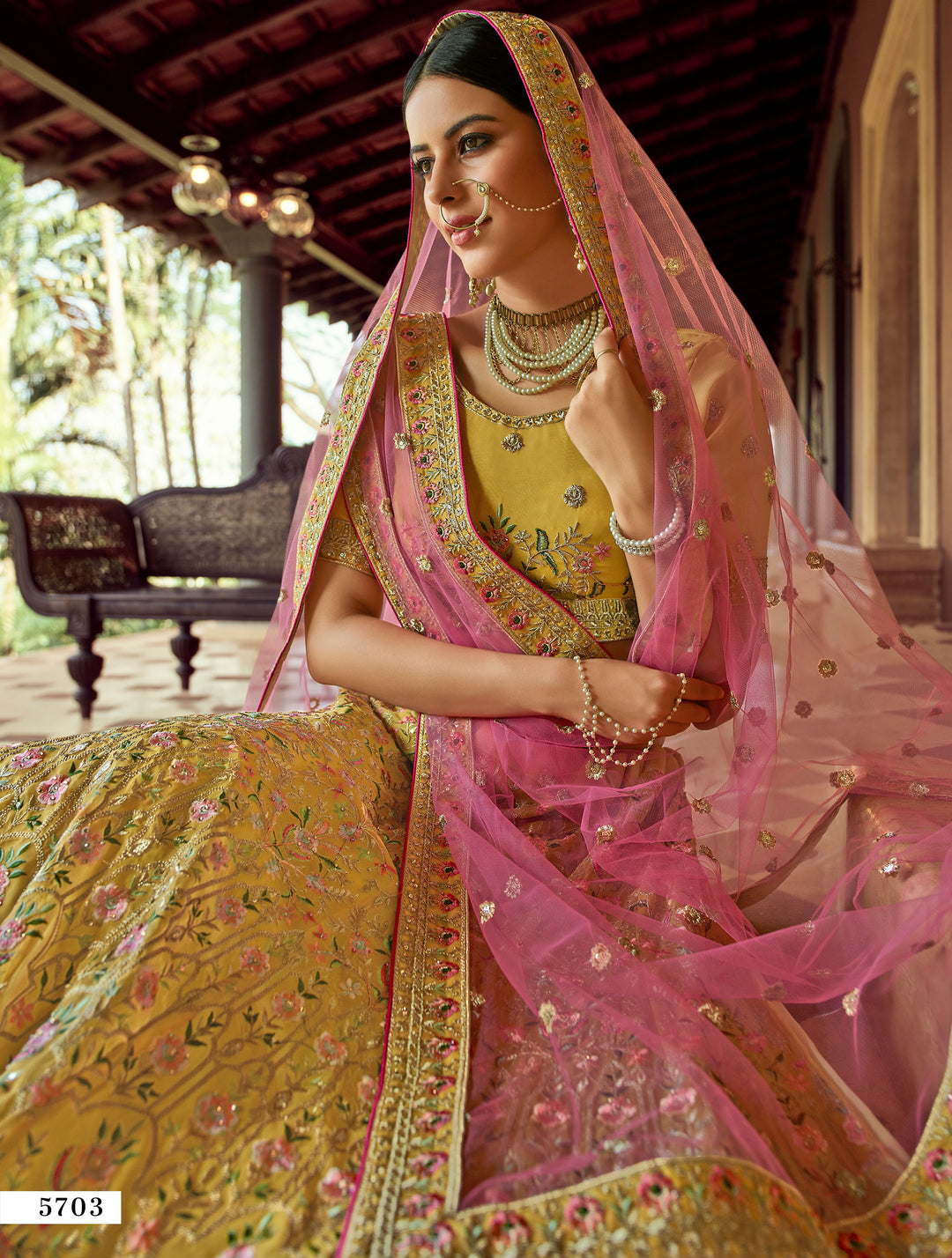 Mustard Organza Lehenga | Resham & Zari Work for Special Occasions