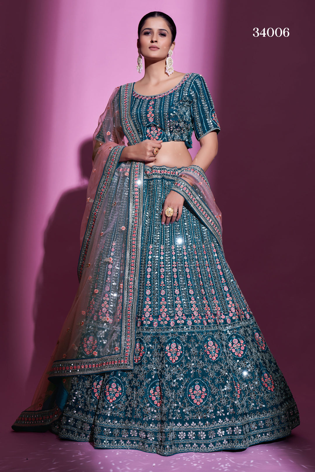 Crepe Lehenga with Sequins & Mirror Work | Elegant Ethnic Wear for Women