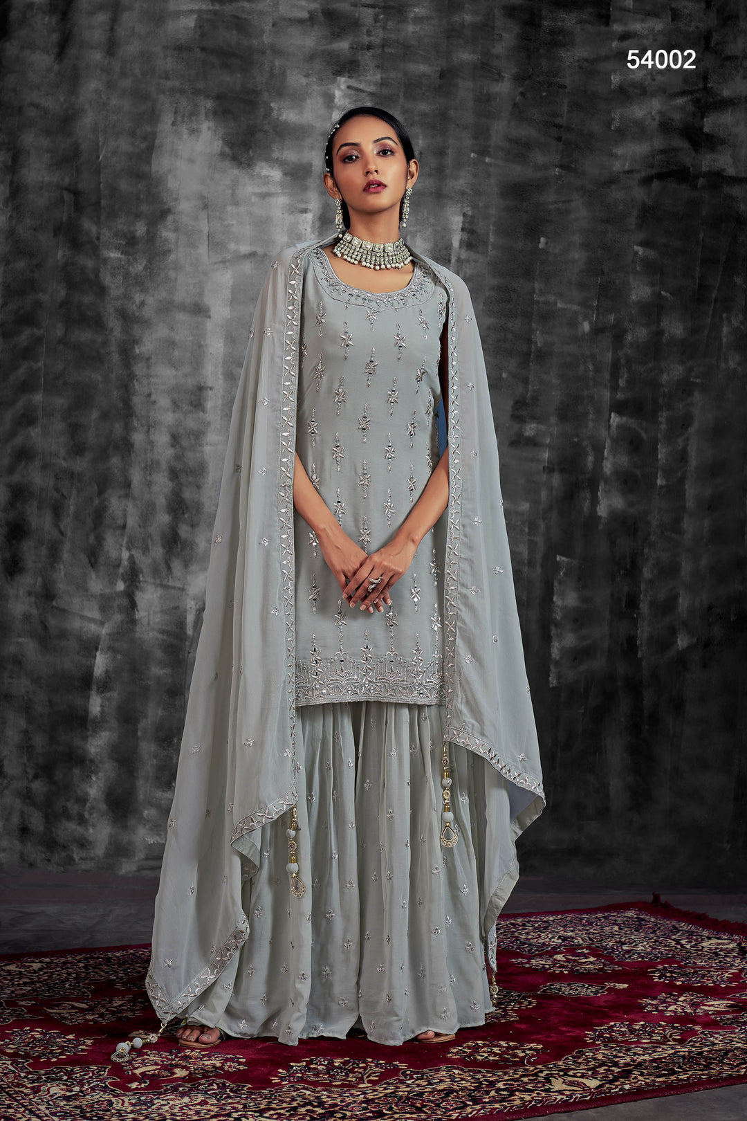 Party Wear Sharara Suit | Embroidered Stitched Kurta with Dupatta