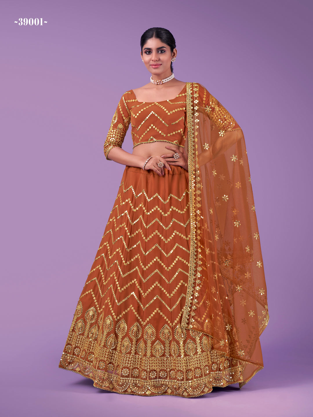 Elegant Orange Festive Lehenga Choli | Perfect for Festival Celebrations