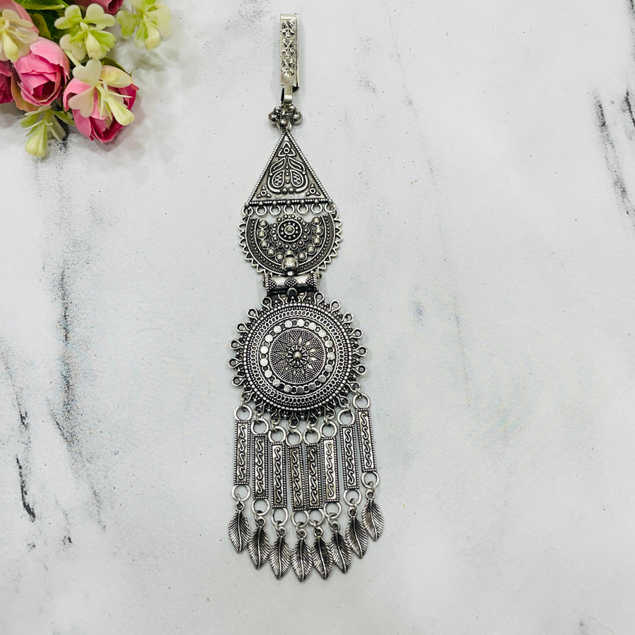 Elegant oxidised Juda, a designer waist piece for Indian sarees.