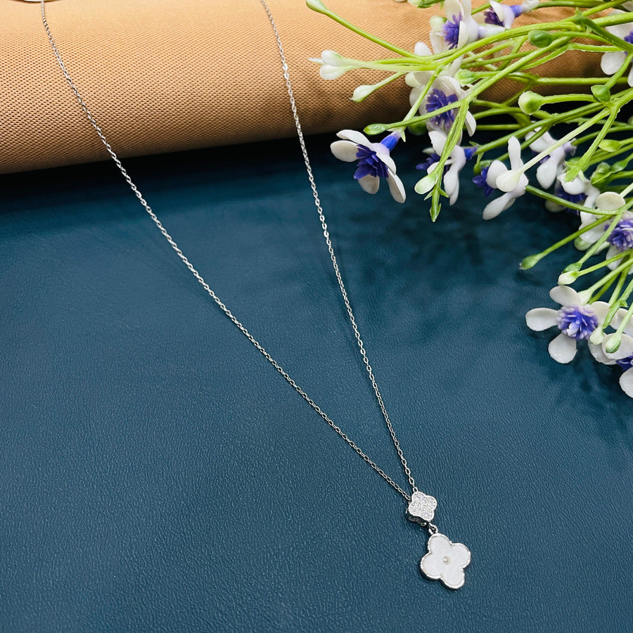 Timeless silver diamond necklace, USA bridal wear, crafted in sterling silver.