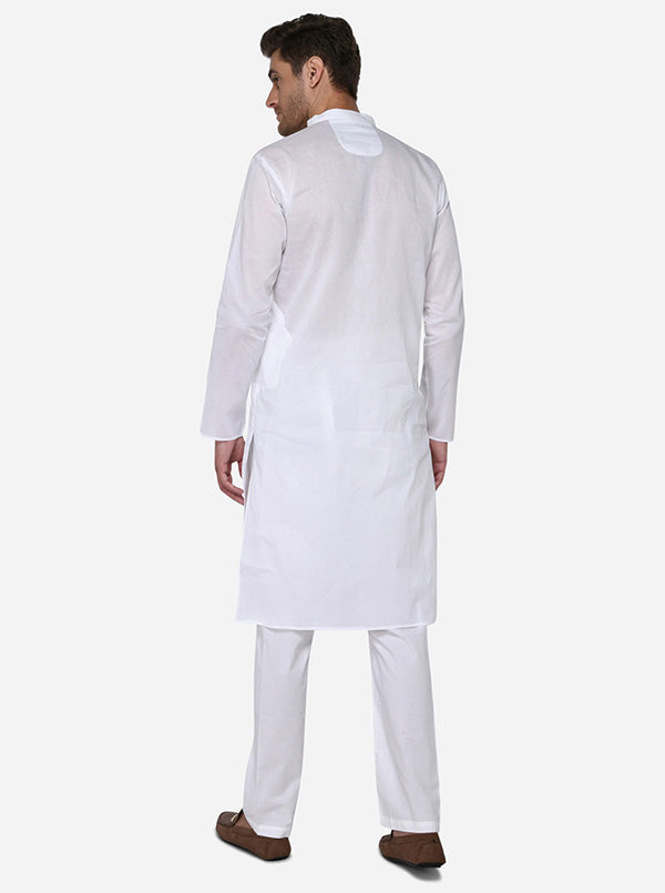 Elegant self-design white kurta set, perfect for casual outings in the USA.