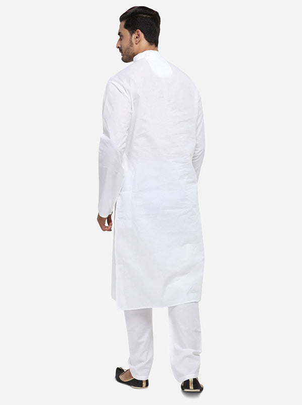 Striped self-design white kurta set, ideal for festive occasions in the USA.