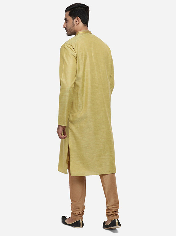 Comfort and elegance combined in this self-textured olive green kurta set for the USA market.