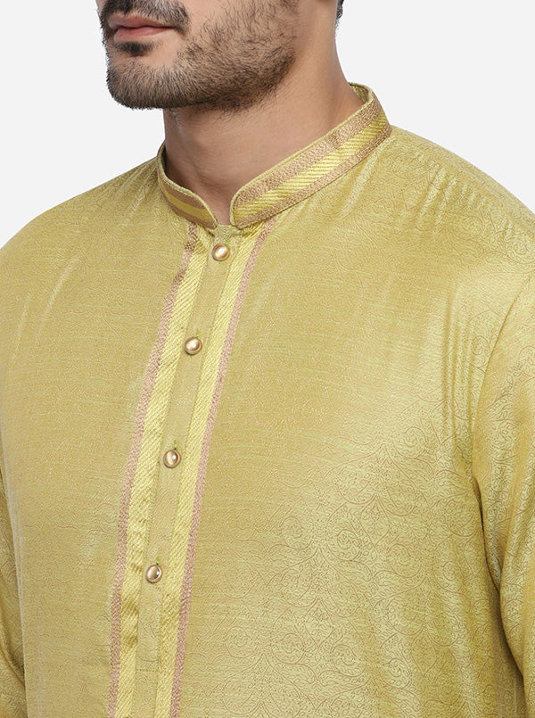 Self-textured olive green kurta set, a great addition to your ethnic collection in the USA.