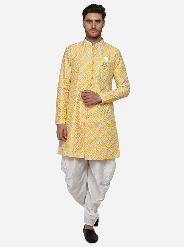 Pair it with stylish bottoms for a complete look, this semi indo-western outfit is perfect for modern Indian men's clothing in the USA.