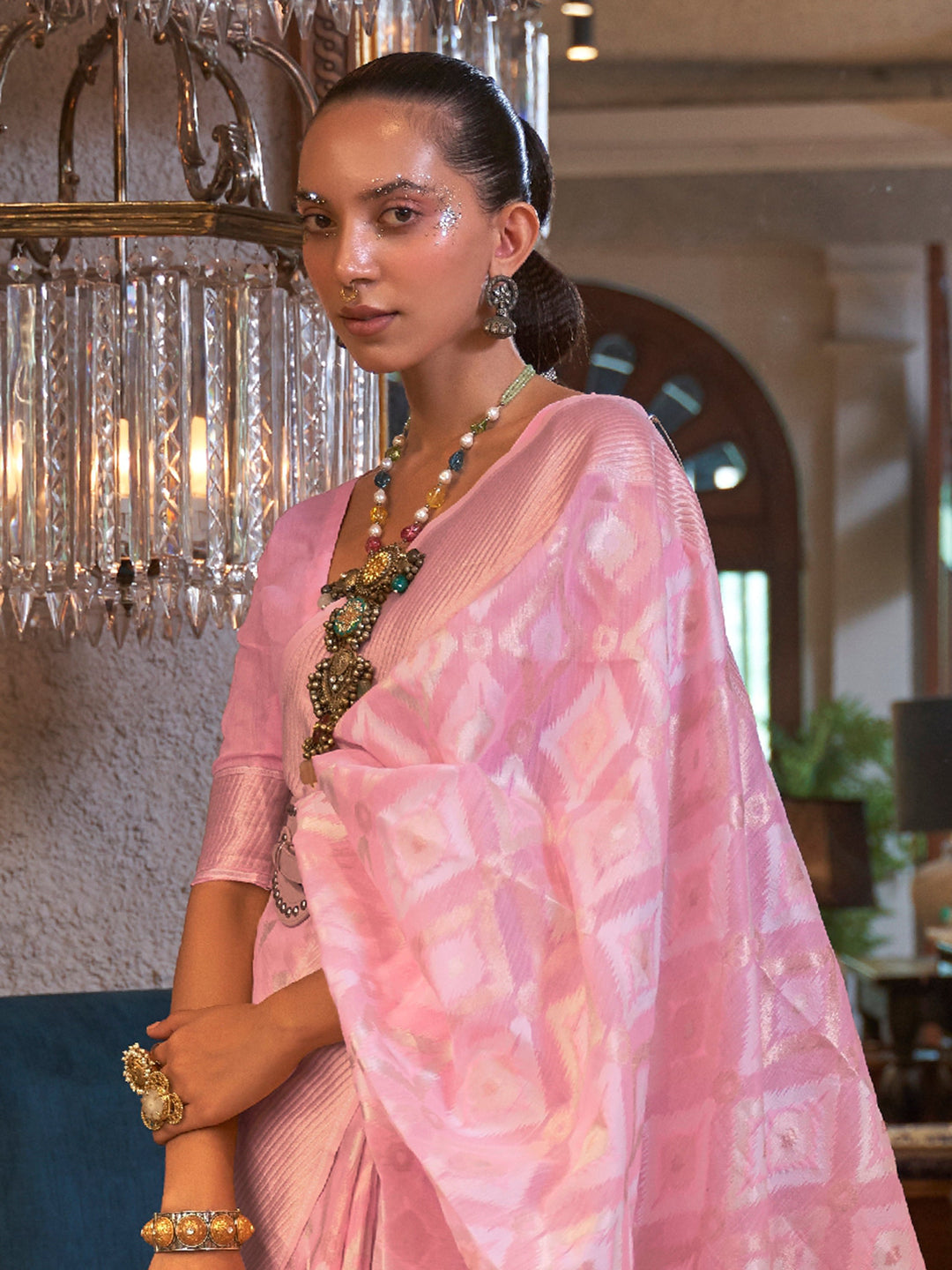 Vibrant color luxurious fabric exclusive attire crafted for elegance and style.