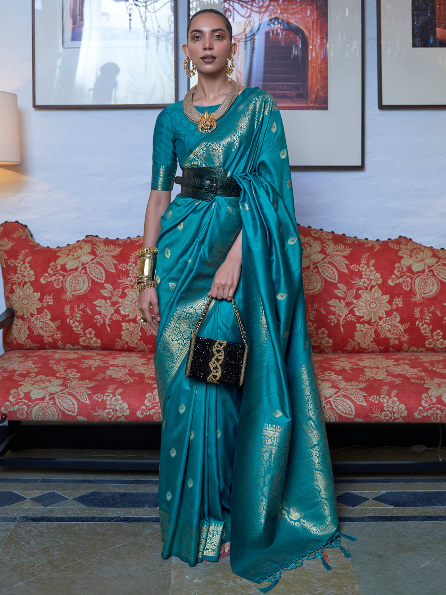 Blue silk saree crafted for elegance and style.