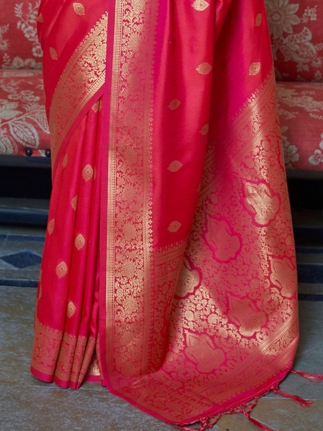 Vibrant color luxurious fabric exclusive attire crafted for elegance and style.