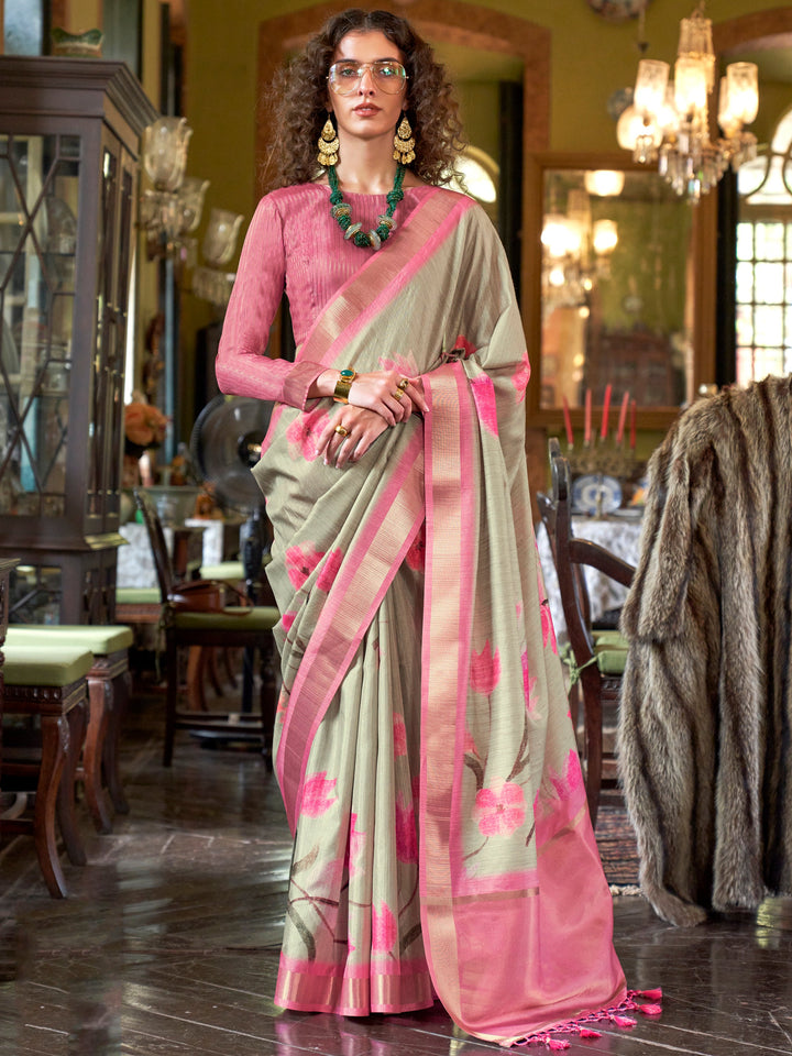 Pink silk saree crafted for elegance and style.