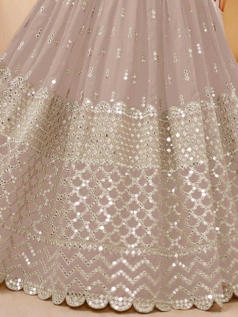 Grey Georgette Lehenga Choli with Soft Net Dupatta | Sequins & Zari Lace Work