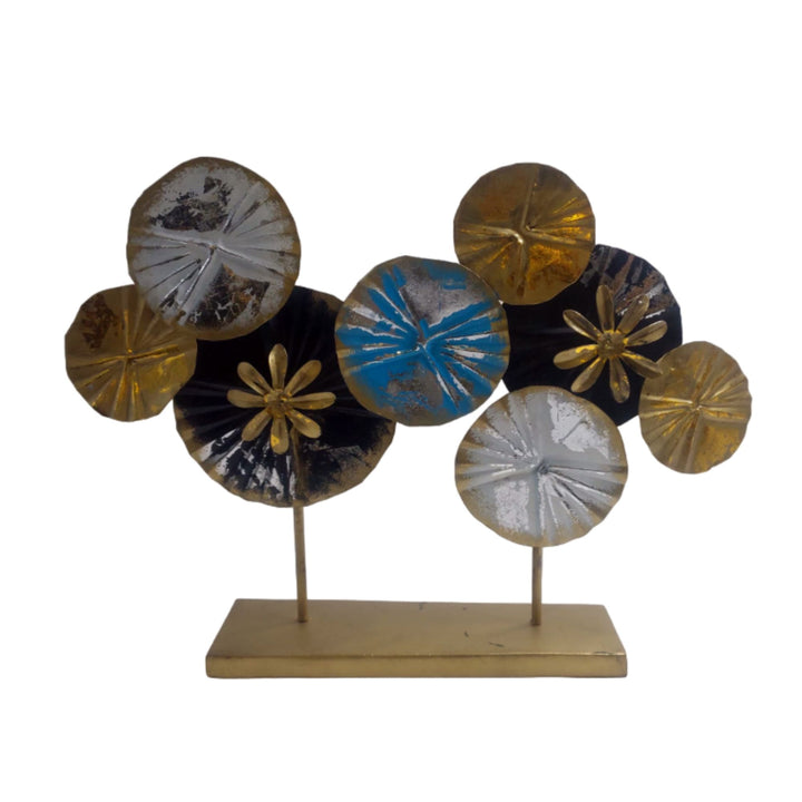 Vibrant multi-colored iron flower table piece, perfect for elevating your space