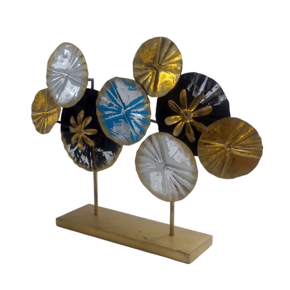 Decorative iron flower sculpture in multiple colors for stylish tabletop decor