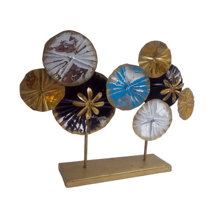 Eye-catching multi-colored iron flower centerpiece to brighten any room