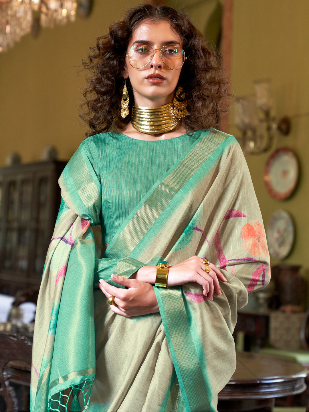 Vibrant color luxurious fabric exclusive attire crafted for elegance and style.