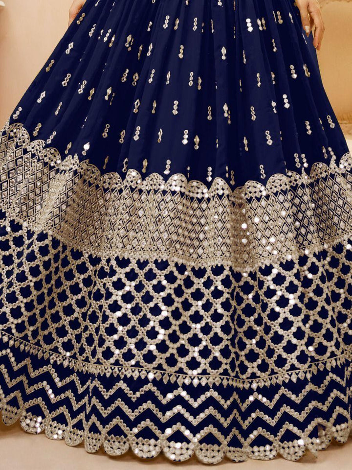 Wedding Lehenga Choli in Navy Blue | Zari Embroidery and Sequin Work