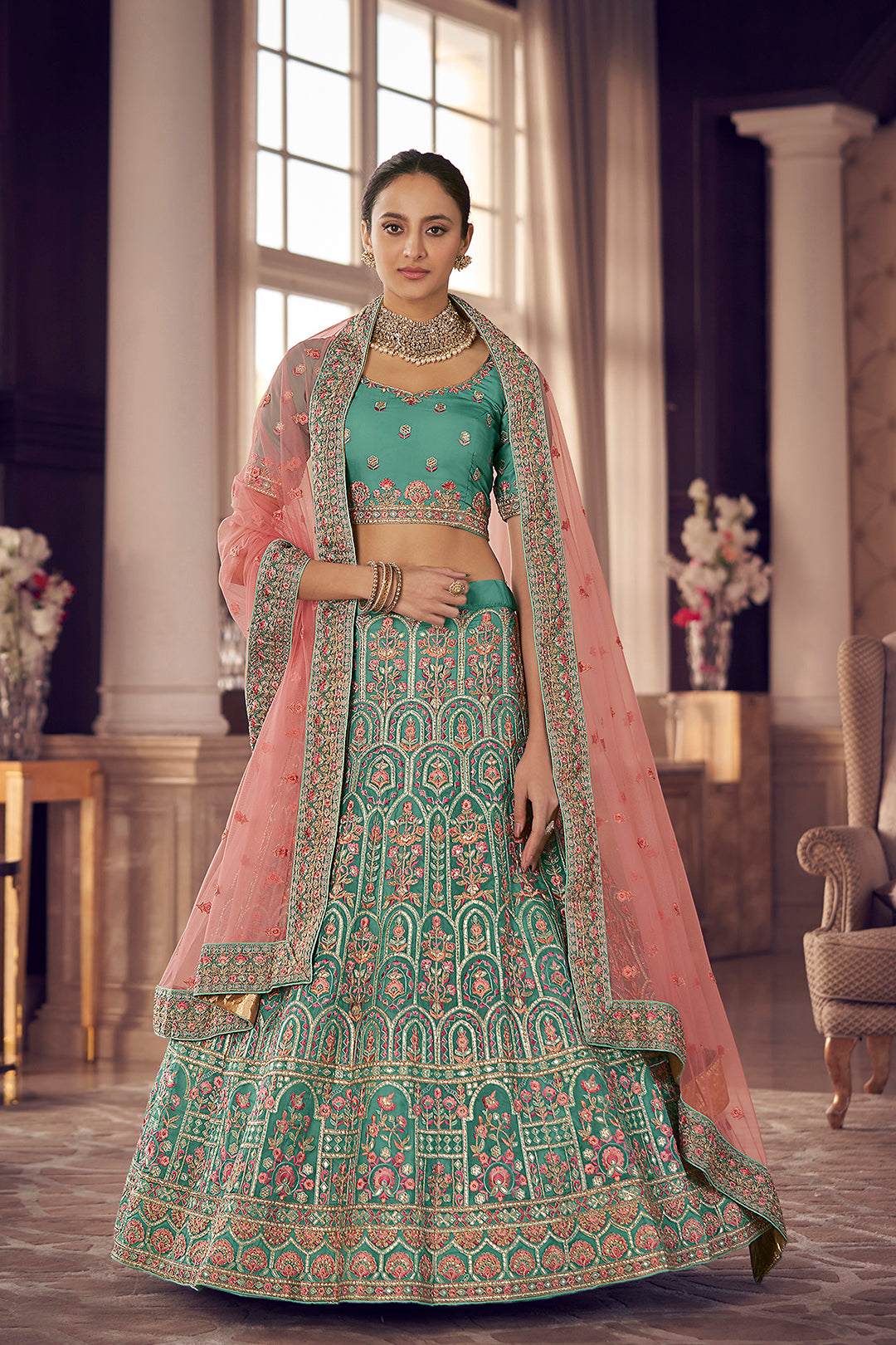 Elegant Turquoise Lehenga Choli | Party Wear & Festive Indian Ethnic Wear