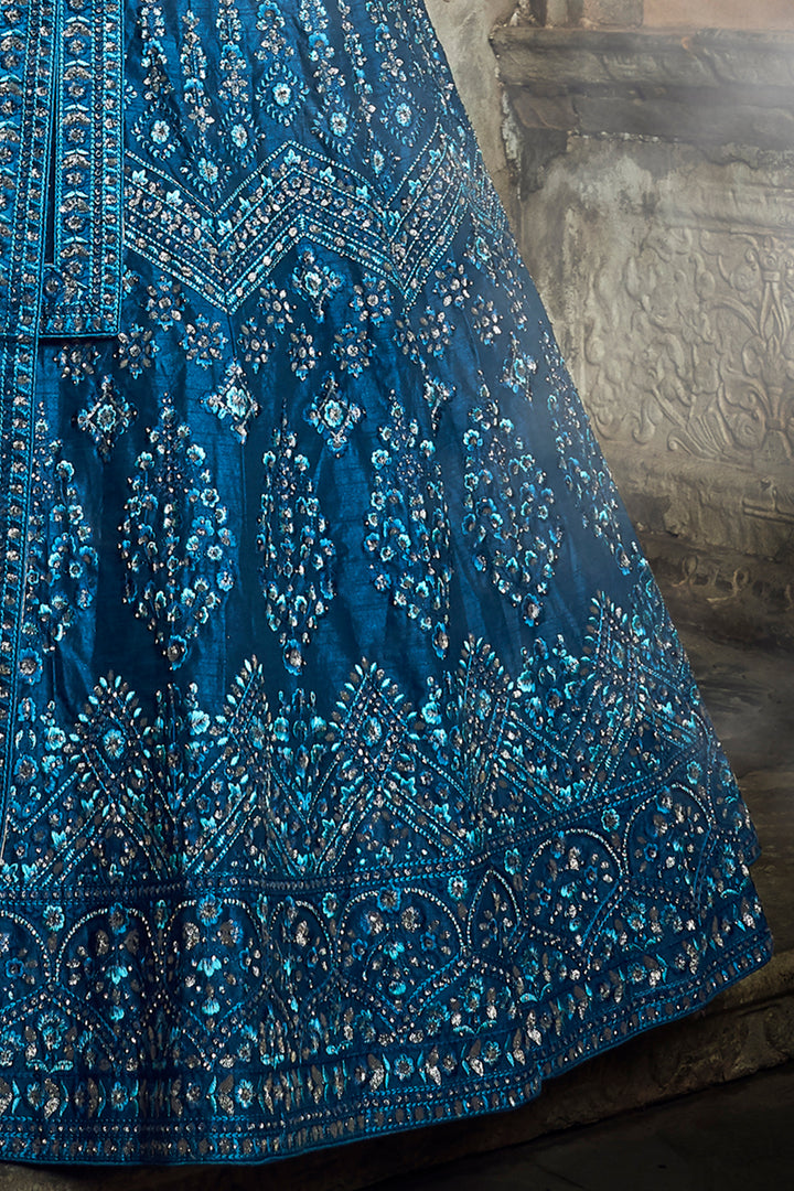 Designer Kerosene Blue Festive Lehenga | Bridal Outfit with Modern Flair