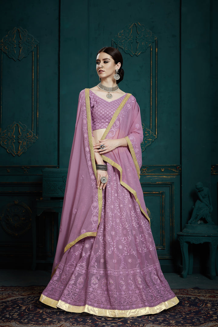 Bridal Lavender Lehenga for Women | Georgette Choli Set for Weddings