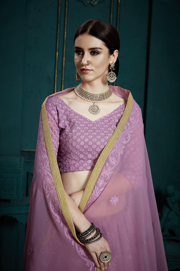 Bridal Lavender Lehenga for Women | Georgette Choli Set for Weddings