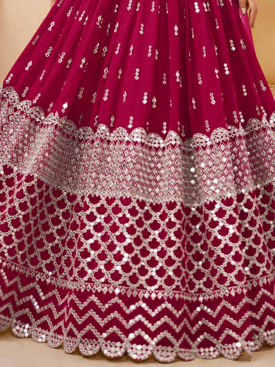 Hot Pink Georgette Lehenga | Zari & Sequin Embroidery Choli