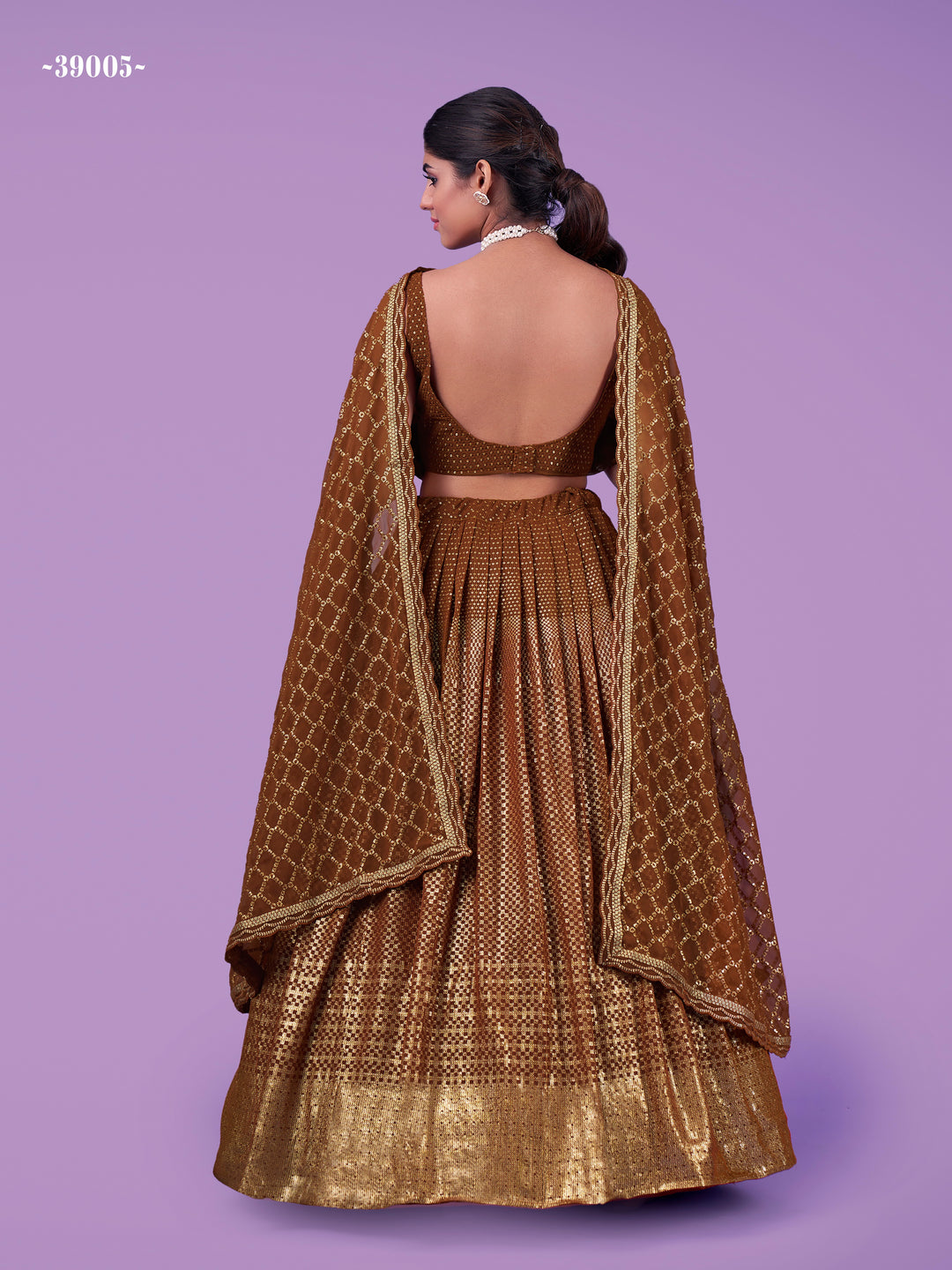 Designer Brown Lehenga Choli | Dori Embroidery for Elegant Style