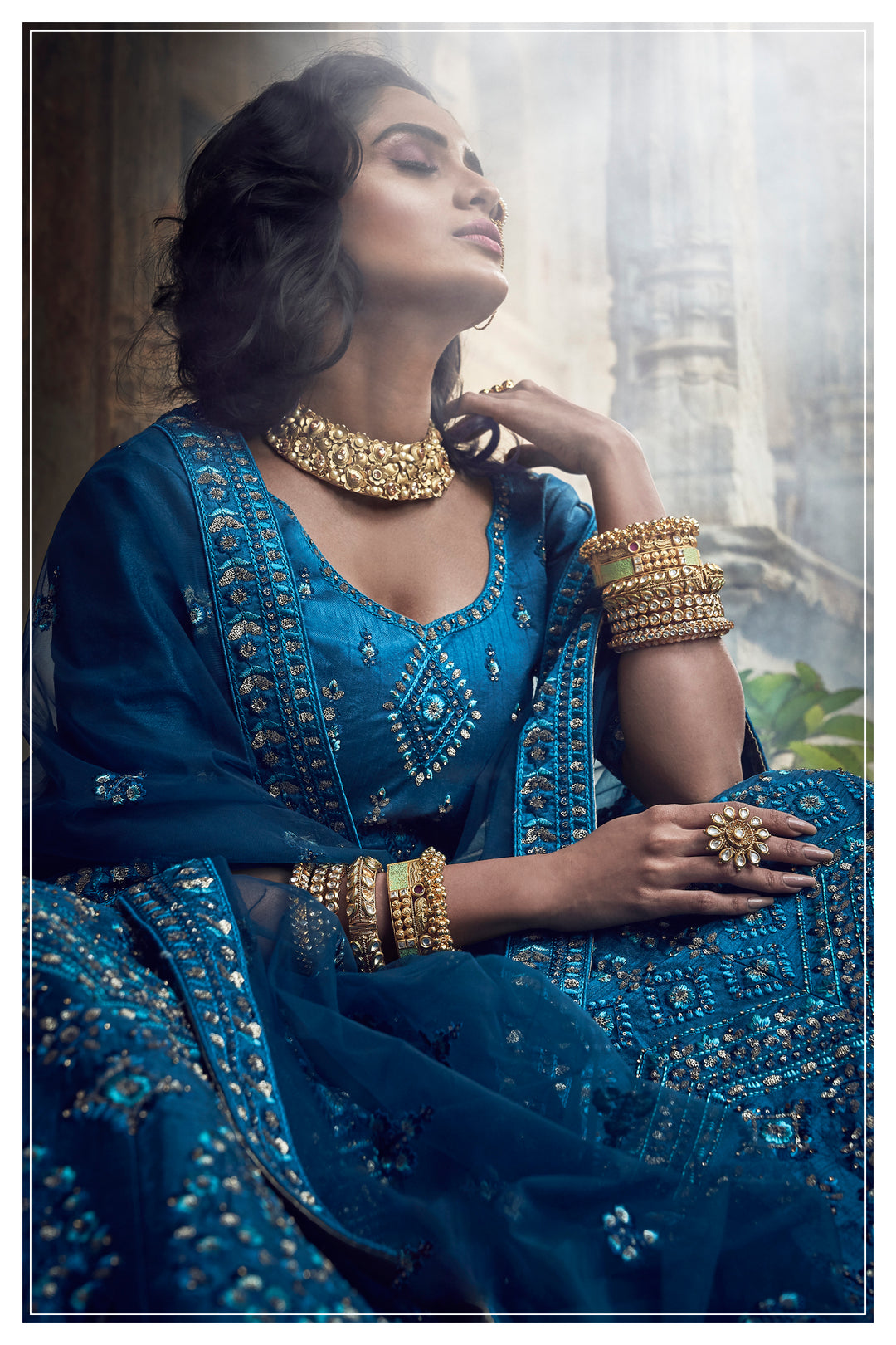 Designer Kerosene Blue Festive Lehenga | Bridal Outfit with Modern Flair