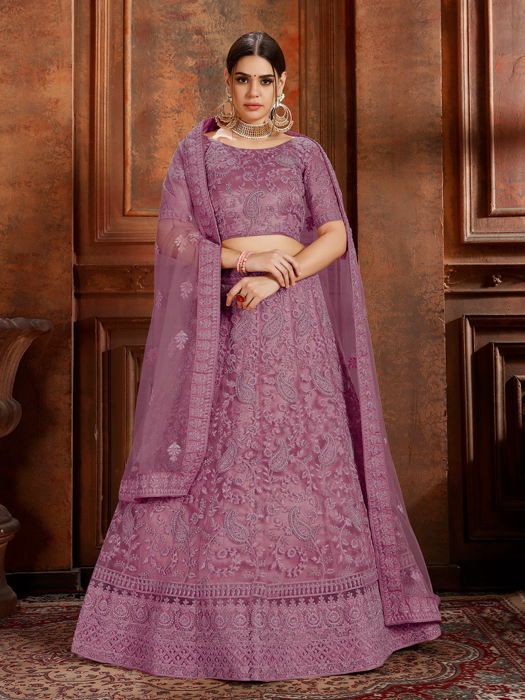 Embroidered Soft Net Lehenga Choli with Dupatta | Wedding Lehenga for Women