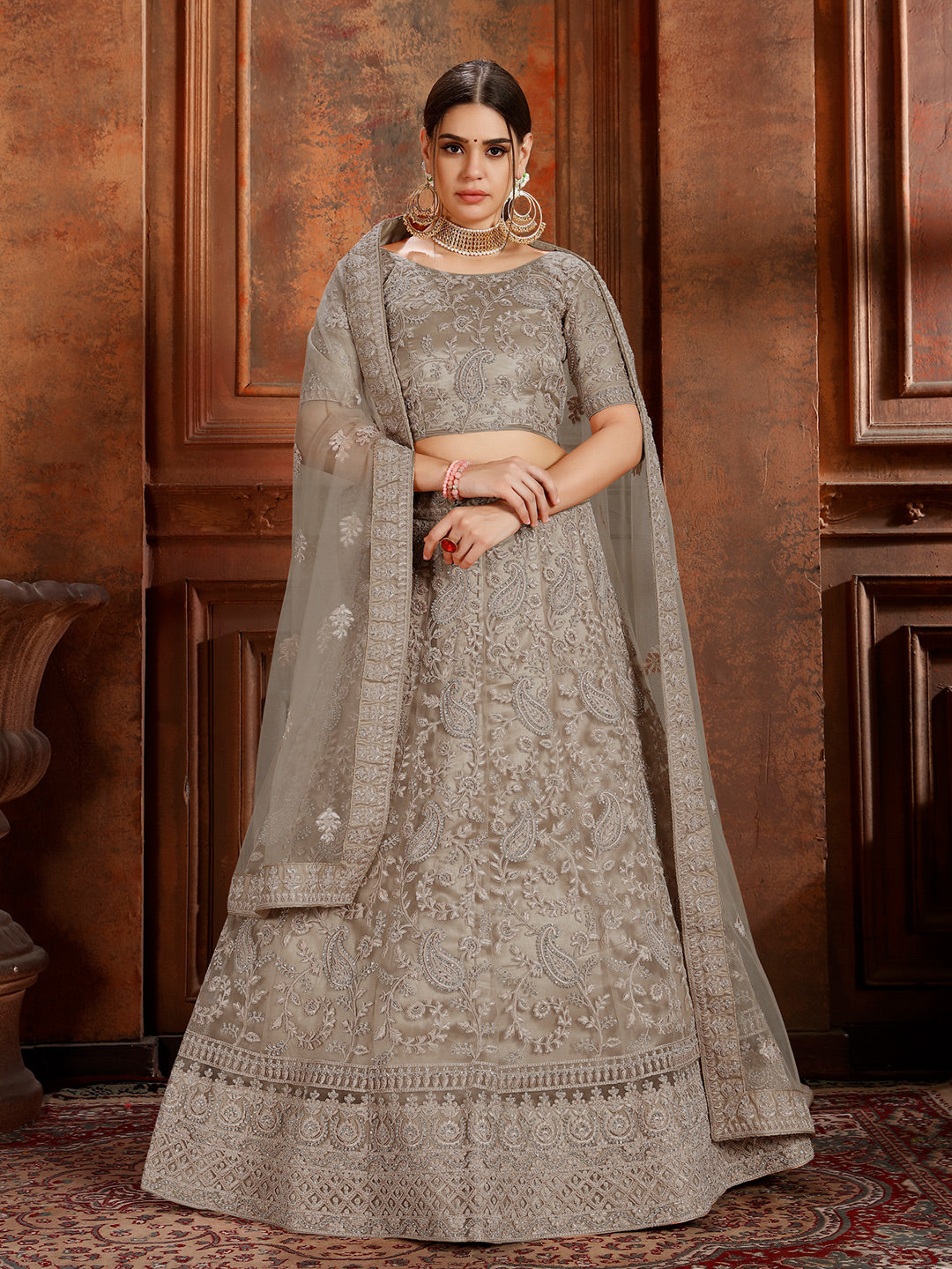 Embroidered Soft Net Lehenga Choli with Dupatta | Wedding Lehenga for Women