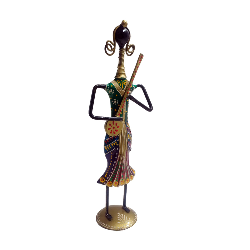 Unique multi-color iron musical lady sculpture, a stylish addition to your home decor.