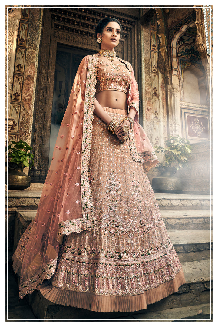 Rose Taupe Georgette Lehenga | Swarovski, Thread & Zari Bridal Set