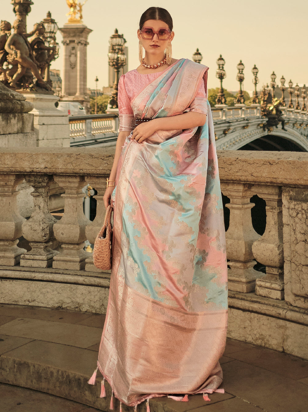 Vibrant color luxurious fabric exclusive attire crafted for elegance and style.