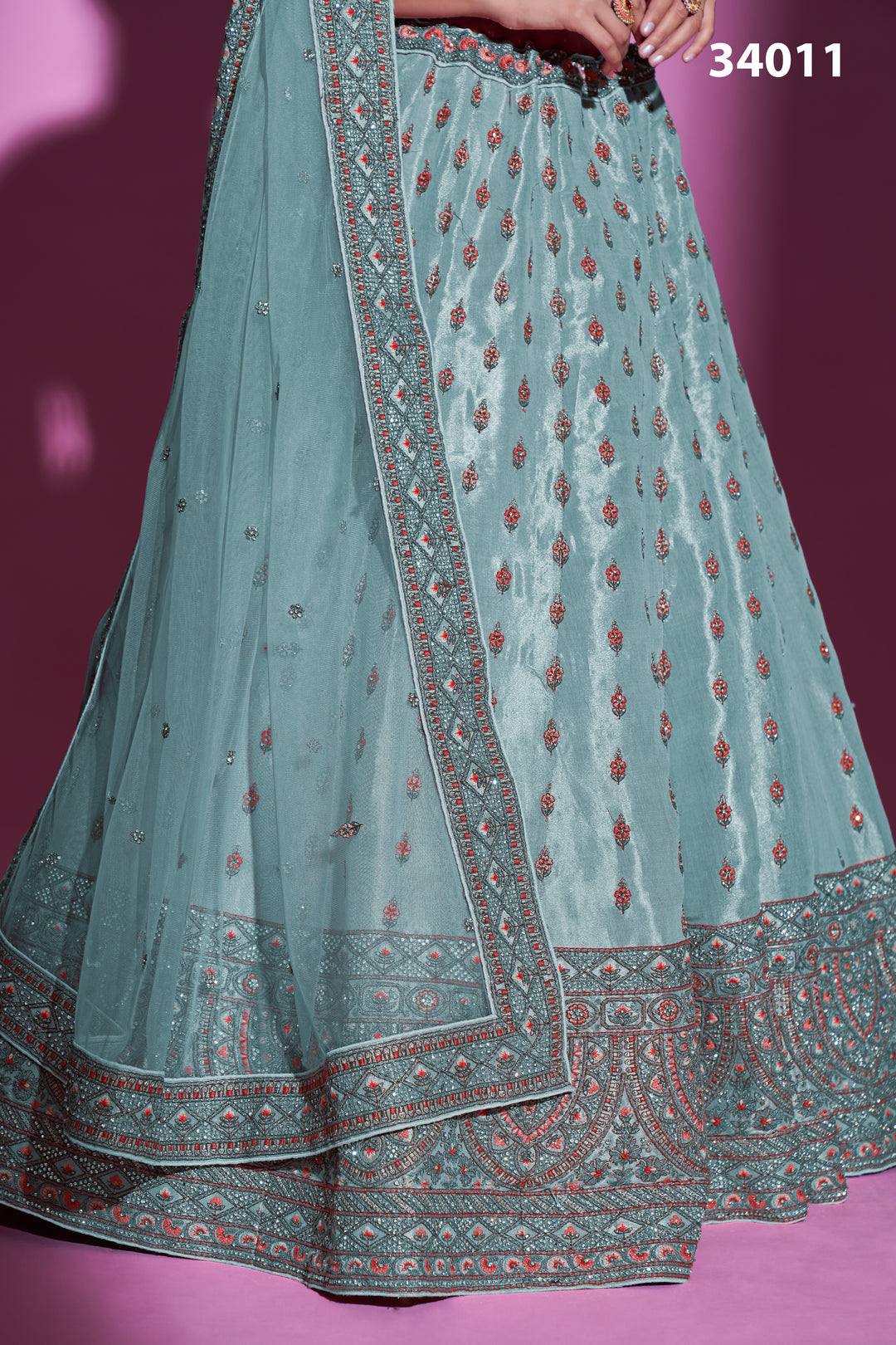 Silk Designer Lehenga Choli | Embroidered Lehenga with Net Dupatta