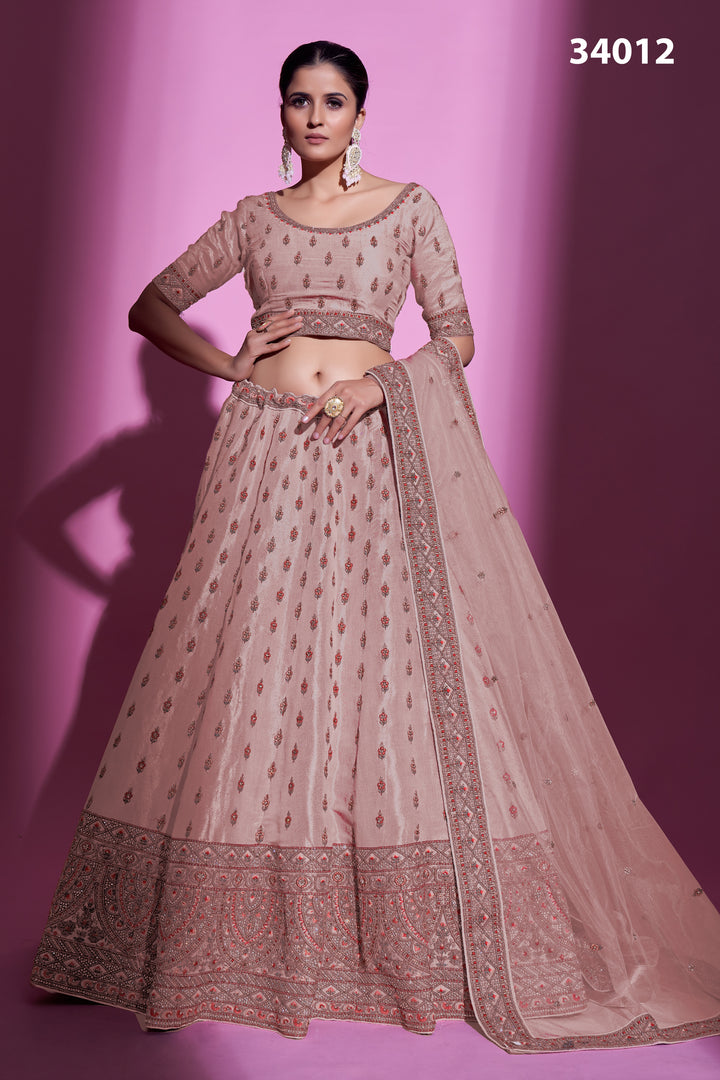 Silk Designer Lehenga Choli | Embroidered Lehenga with Net Dupatta