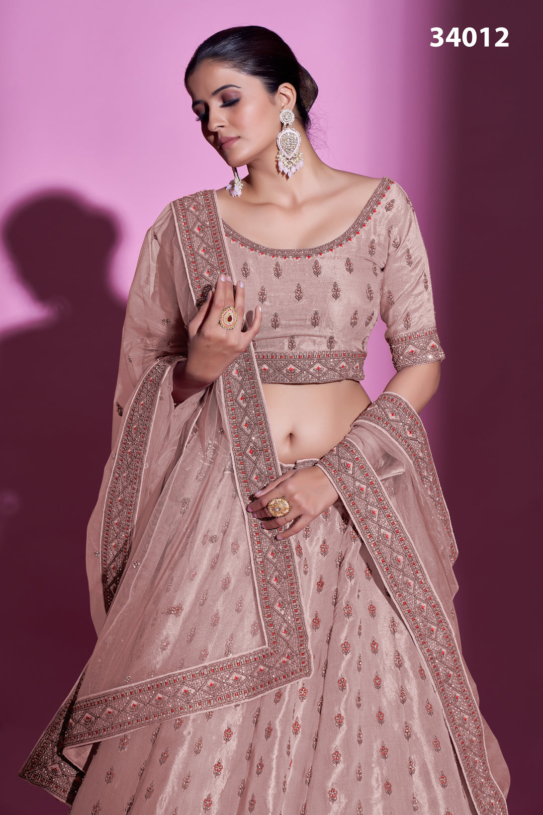 Silk Designer Lehenga Choli | Embroidered Lehenga with Net Dupatta