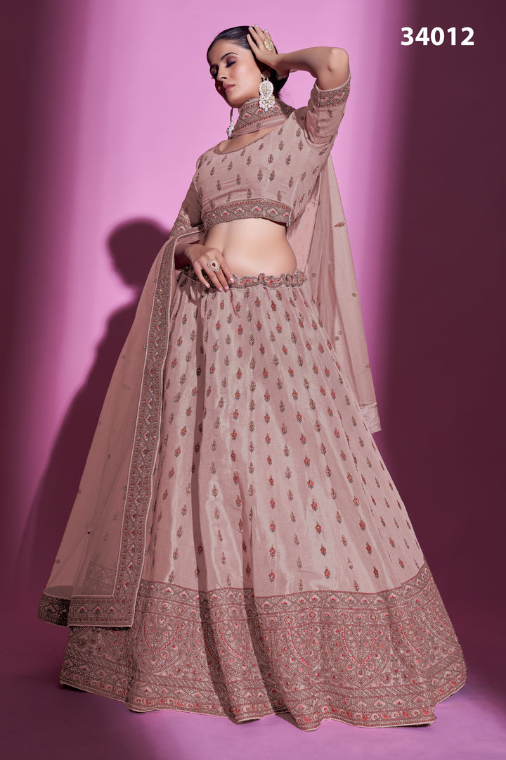 Silk Designer Lehenga Choli | Embroidered Lehenga with Net Dupatta