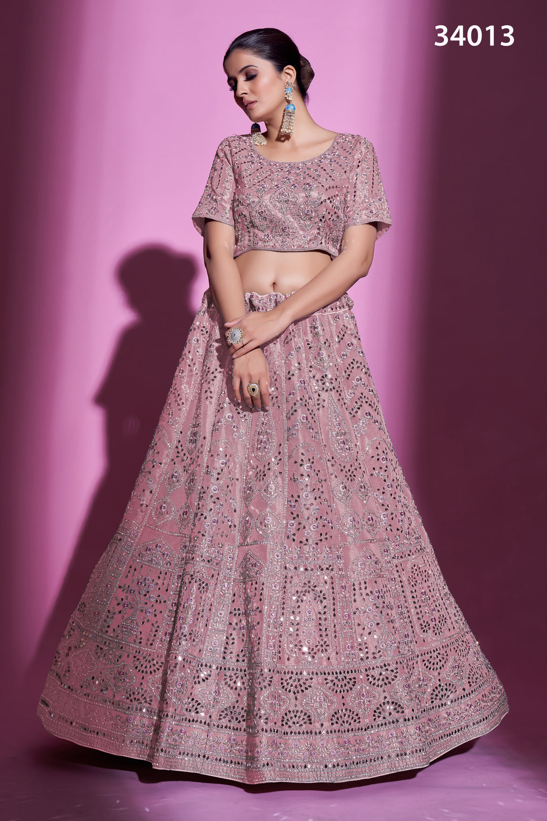 Gota Silk Lehenga with Sequins & Mirror Work | Designer Party Wear for Women