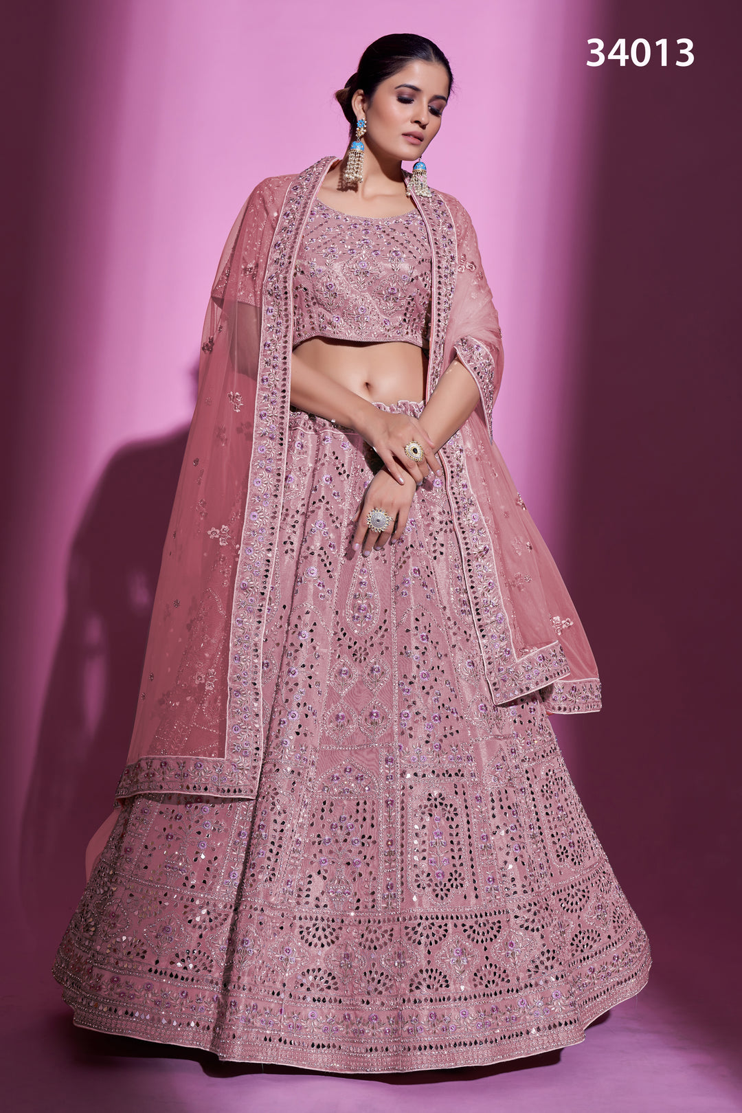 Gota Silk Lehenga with Sequins & Mirror Work | Designer Party Wear for Women