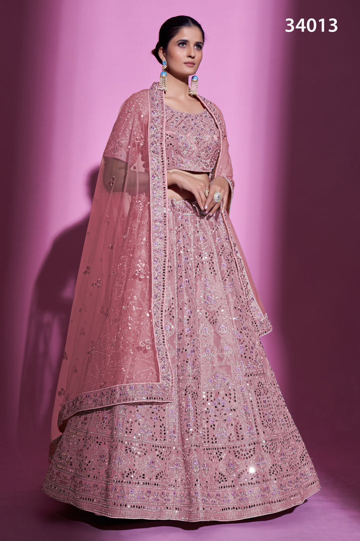 Gota Silk Lehenga with Sequins & Mirror Work | Designer Party Wear for Women