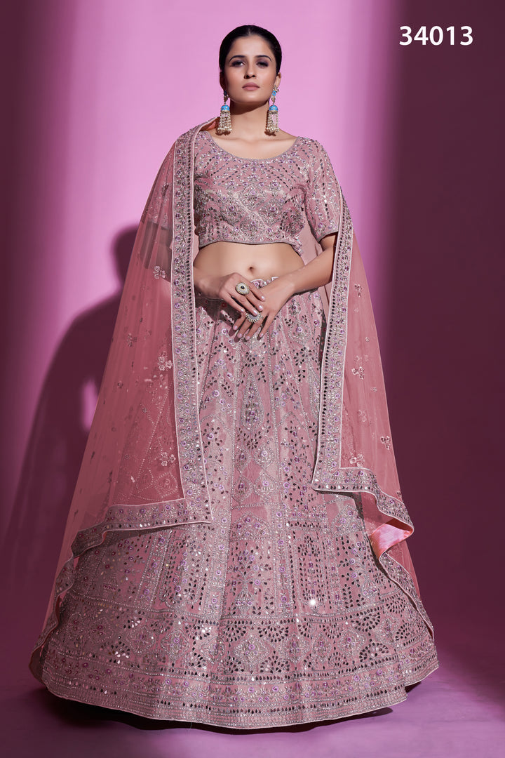 Gota Silk Lehenga with Sequins & Mirror Work | Designer Party Wear for Women