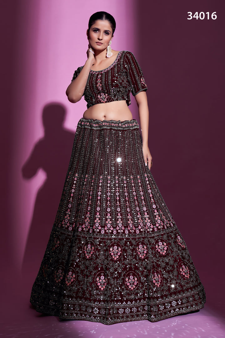 Crepe Lehenga with Sequins & Mirror Work | Elegant Ethnic Wear for Women