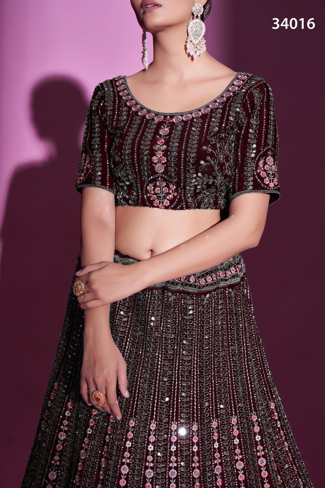 Crepe Lehenga with Sequins & Mirror Work | Elegant Ethnic Wear for Women