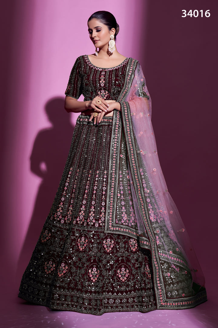 Crepe Lehenga with Sequins & Mirror Work | Elegant Ethnic Wear for Women