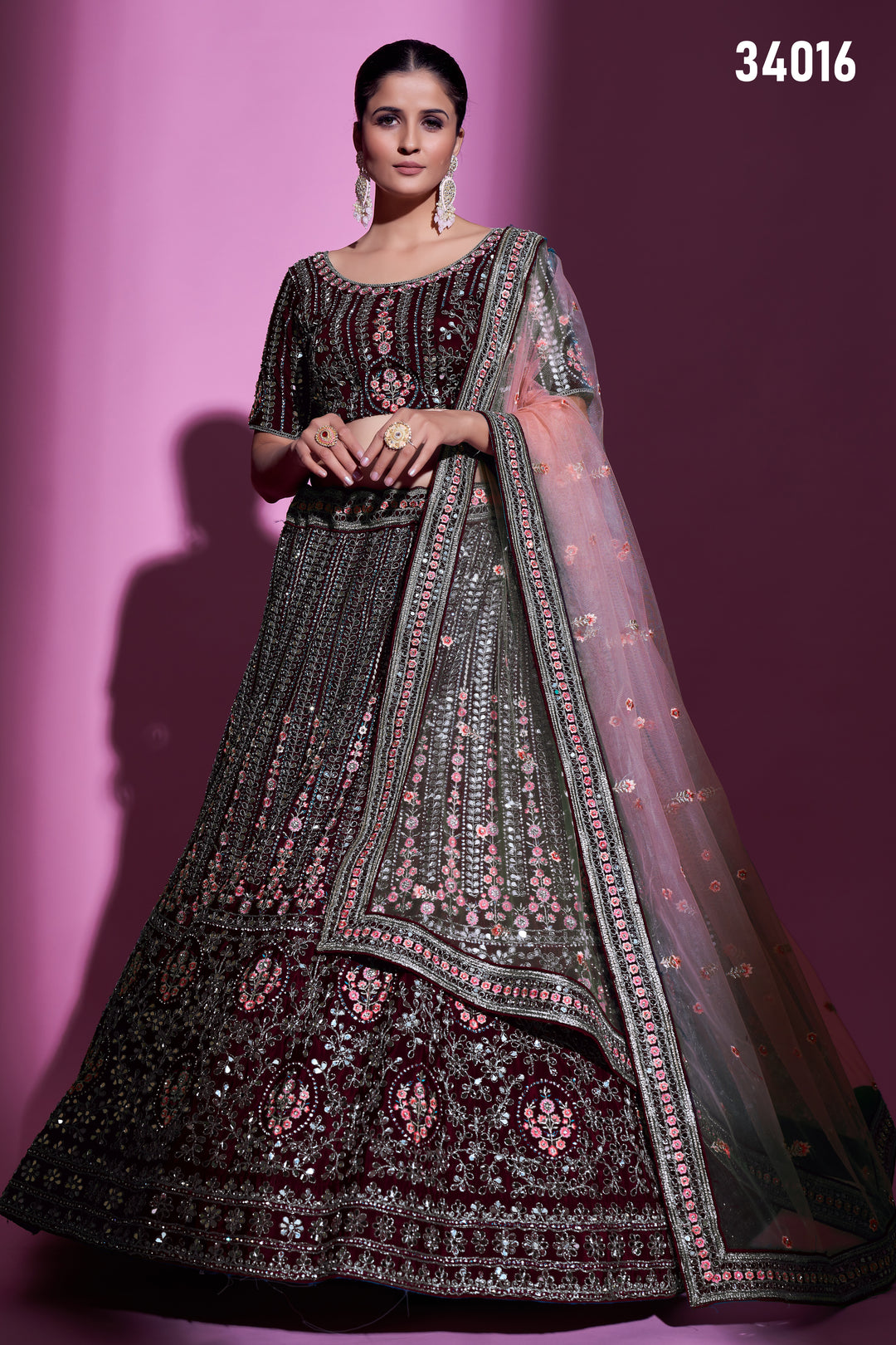 Crepe Lehenga with Sequins & Mirror Work | Elegant Ethnic Wear for Women