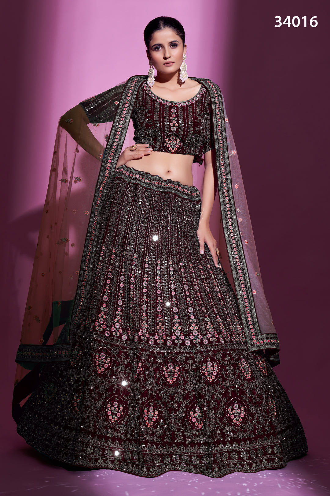 Crepe Lehenga with Sequins & Mirror Work | Elegant Ethnic Wear for Women