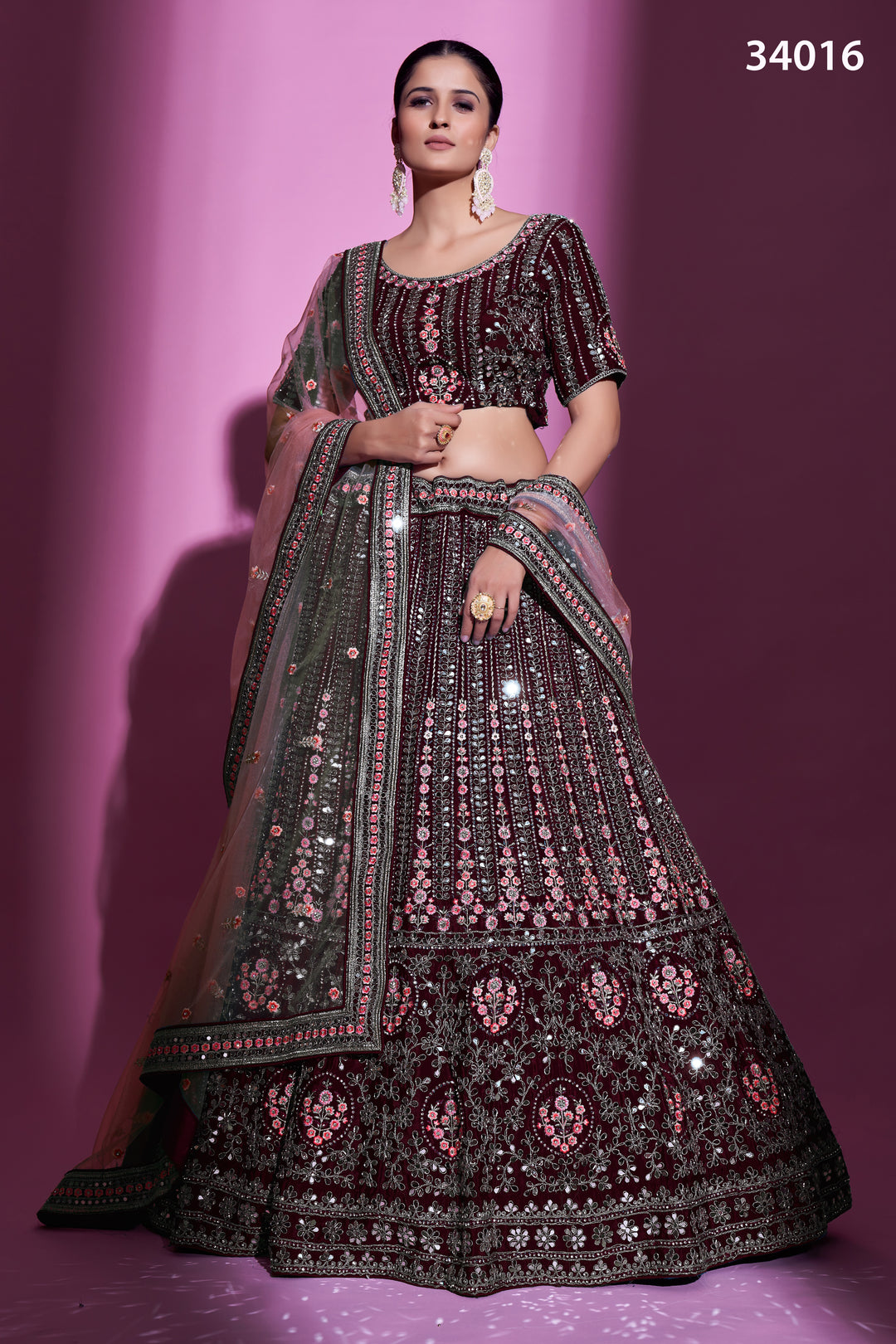 Crepe Lehenga with Sequins & Mirror Work | Elegant Ethnic Wear for Women