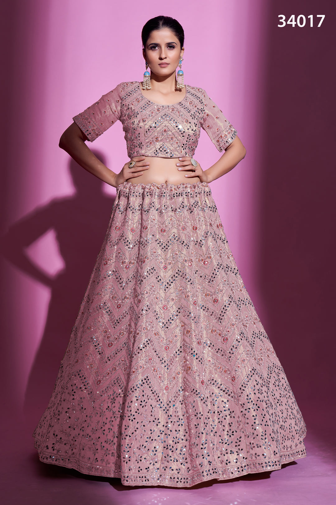 Gota Silk Lehenga with Mirror & Thread Embroidery | Designer Ethnic Wear